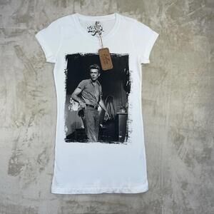 NWT Radio Days James Dean Women’s White Sz Medium T-Shirt *Flaw*
